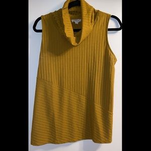 Mustard cowl neck sleeveless top size Large